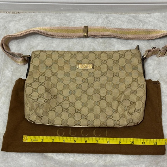 GUCCI GG Canvas Sherry Line Shoulder Bag Beige Gold - Picture 1 of 9